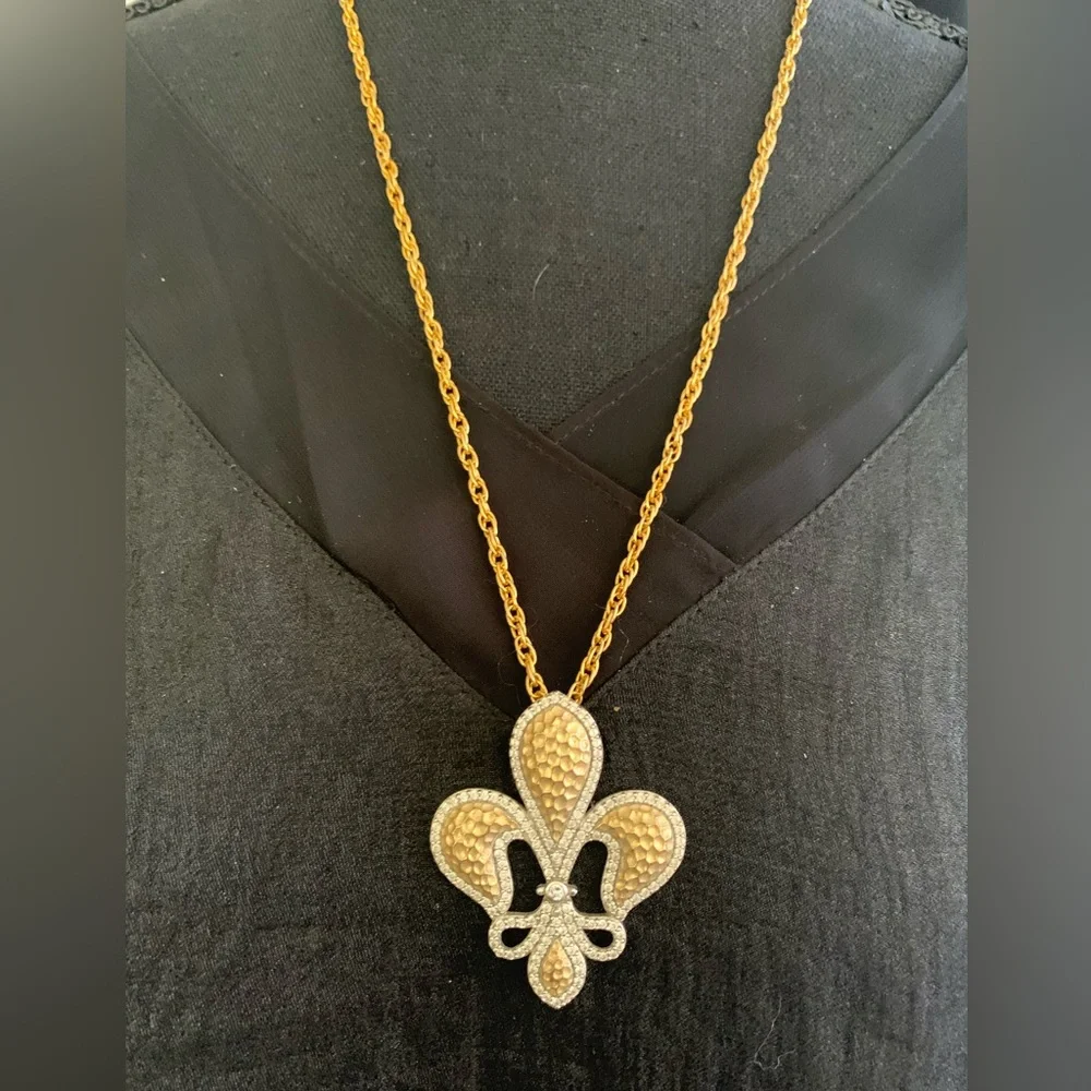 ESPO Fleur de Lis Sterling Silver 925 CZ Vintage Necklace - Picture 8 of 8